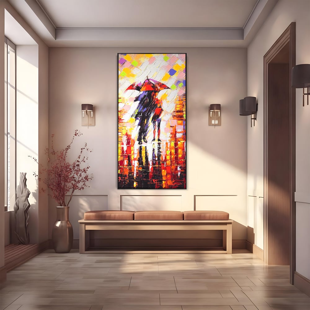 Leinwandbilder Premium LuxCanva® A1065, Liebespaar im Regen, Paar, Liebe, Romantik, Abstrakt, Lebendige Farben