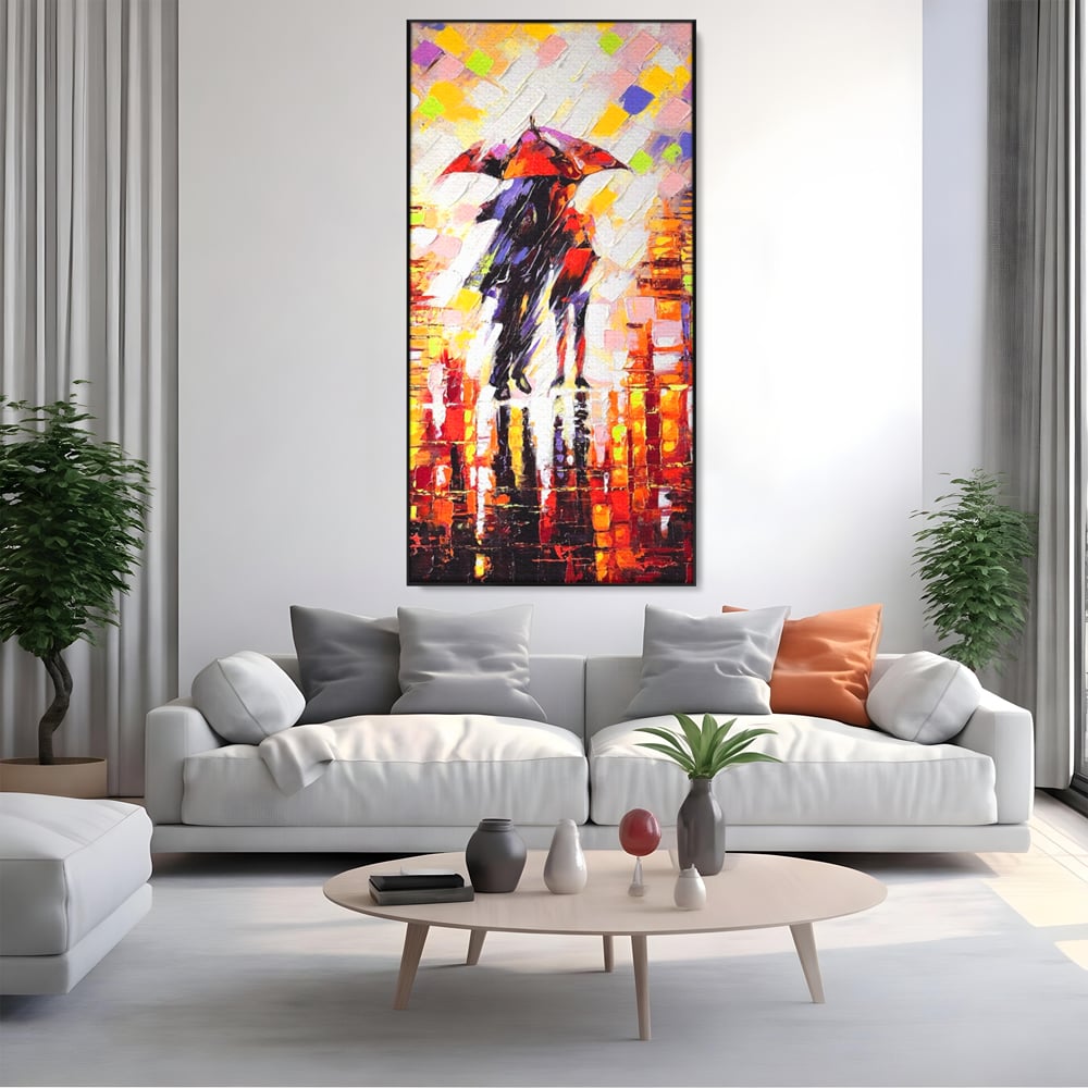 Leinwandbilder Premium LuxCanva® A1065, Liebespaar im Regen, Paar, Liebe, Romantik, Abstrakt, Lebendige Farben