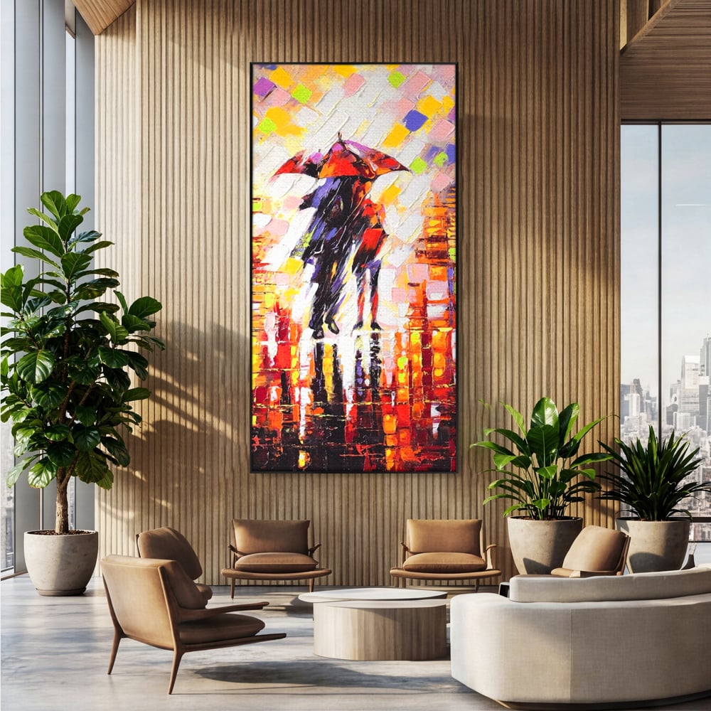 Leinwandbilder Premium LuxCanva® A1065, Liebespaar im Regen, Paar, Liebe, Romantik, Abstrakt, Lebendige Farben