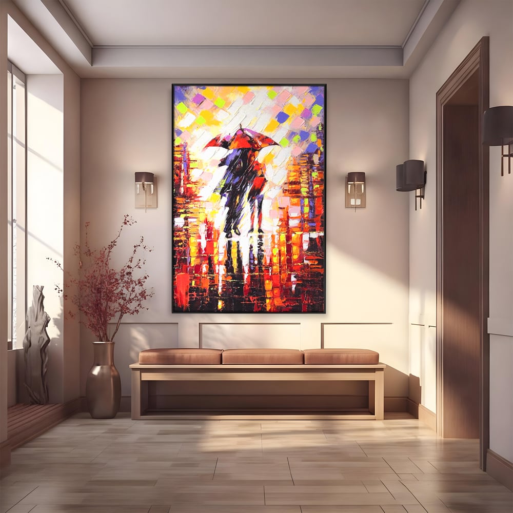 Leinwandbilder Premium LuxCanva® A1065, Liebespaar im Regen, Paar, Liebe, Romantik, Abstrakt, Lebendige Farben