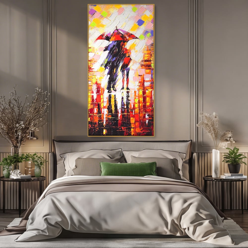 Leinwandbilder Premium LuxCanva® A1065, Liebespaar im Regen, Paar, Liebe, Romantik, Abstrakt, Lebendige Farben