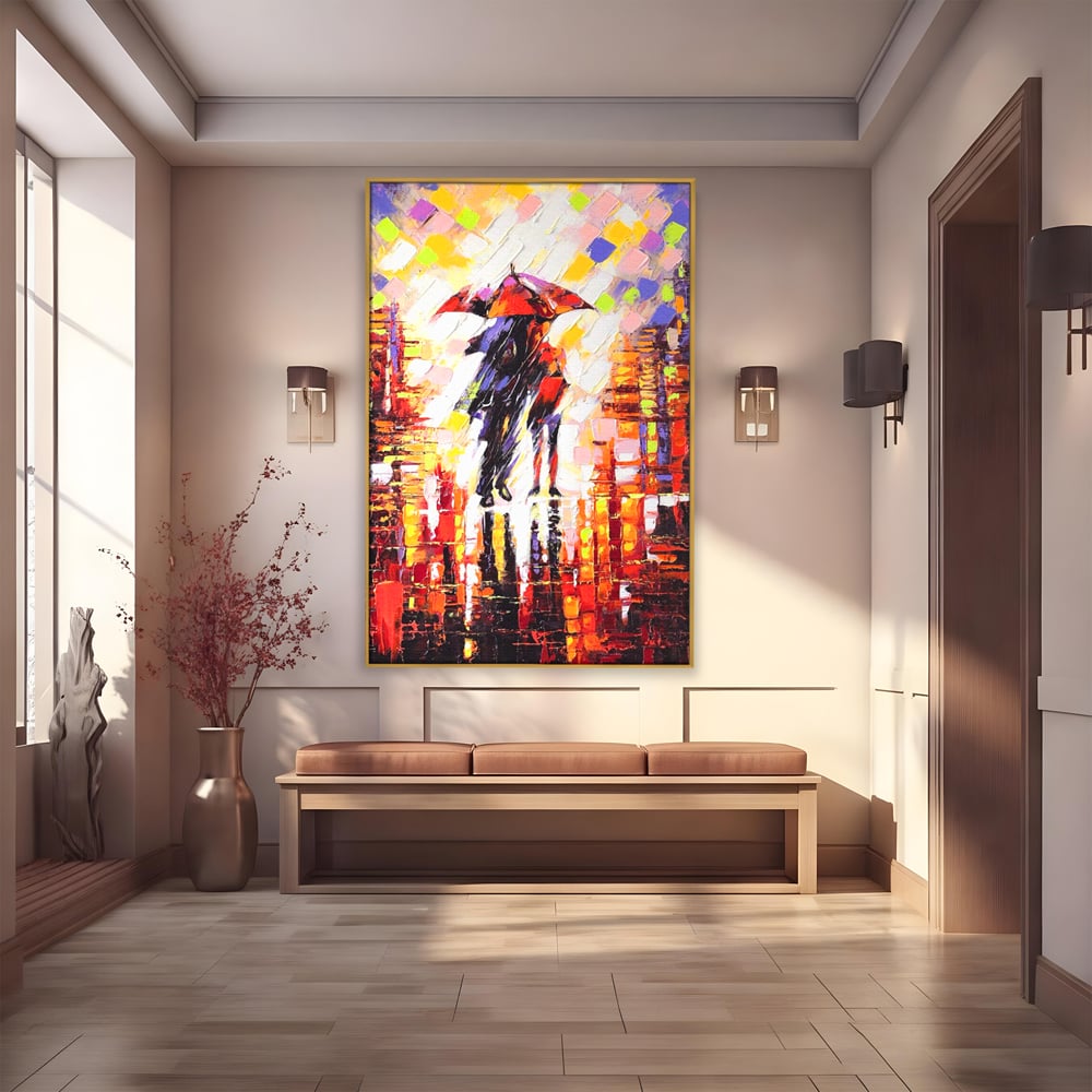 Leinwandbilder Premium LuxCanva® A1065, Liebespaar im Regen, Paar, Liebe, Romantik, Abstrakt, Lebendige Farben