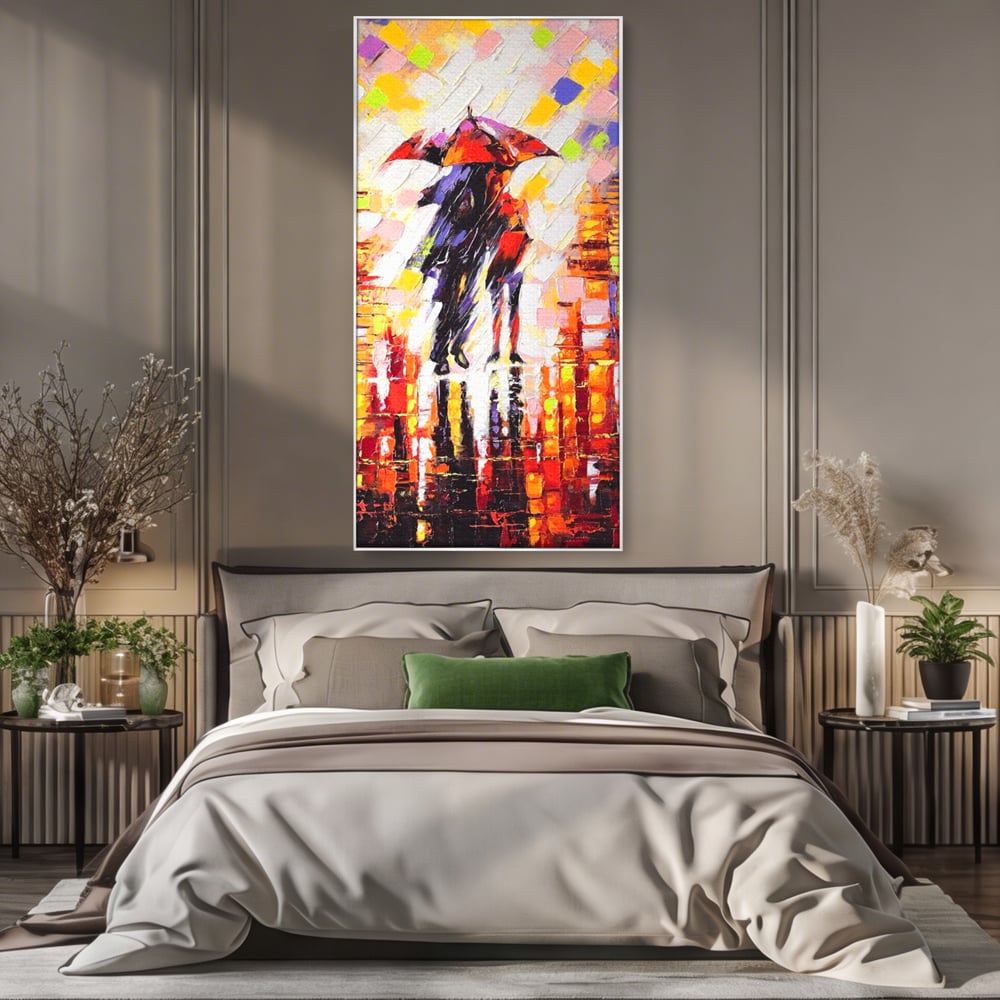 Leinwandbilder Premium LuxCanva® A1065, Liebespaar im Regen, Paar, Liebe, Romantik, Abstrakt, Lebendige Farben
