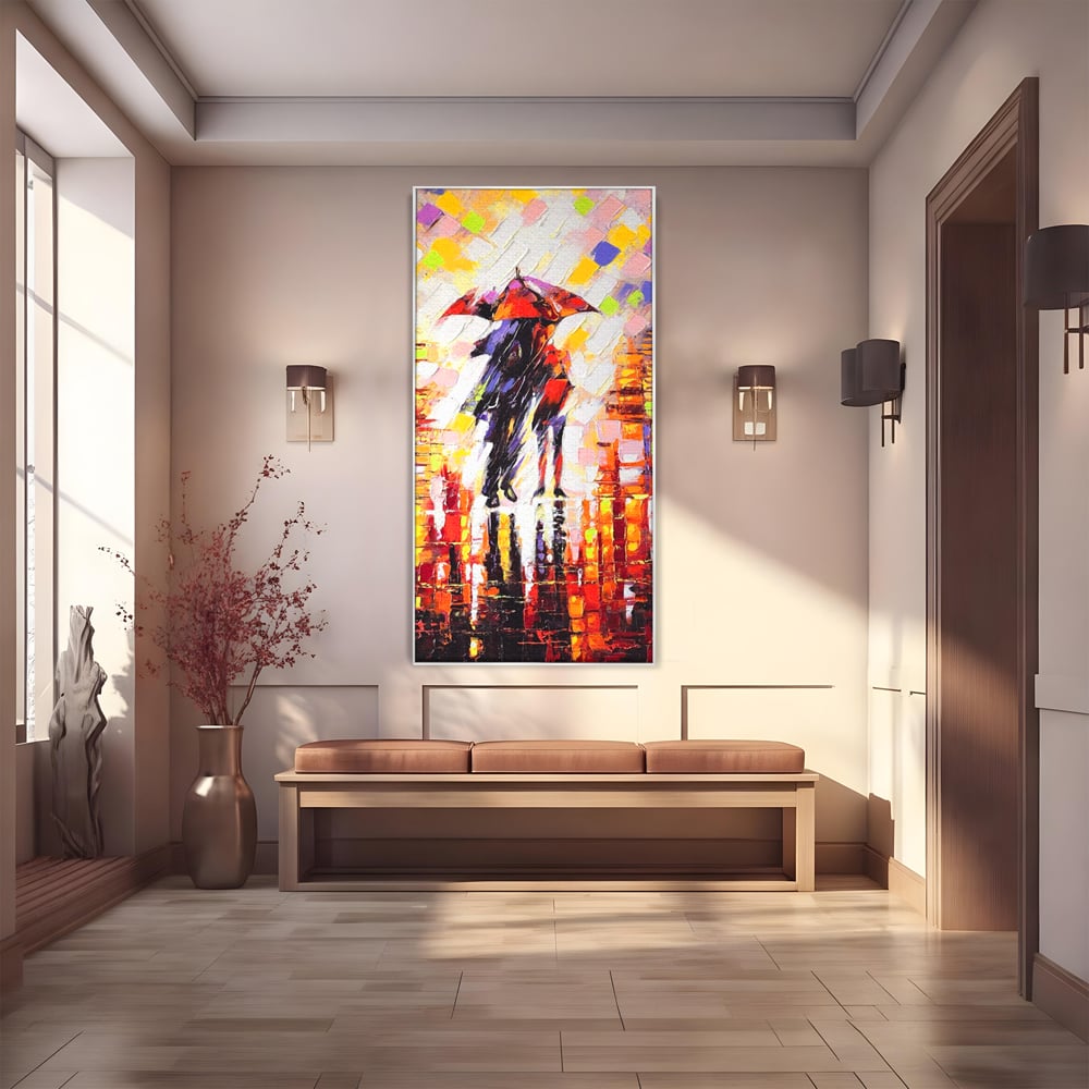 Leinwandbilder Premium LuxCanva® A1065, Liebespaar im Regen, Paar, Liebe, Romantik, Abstrakt, Lebendige Farben
