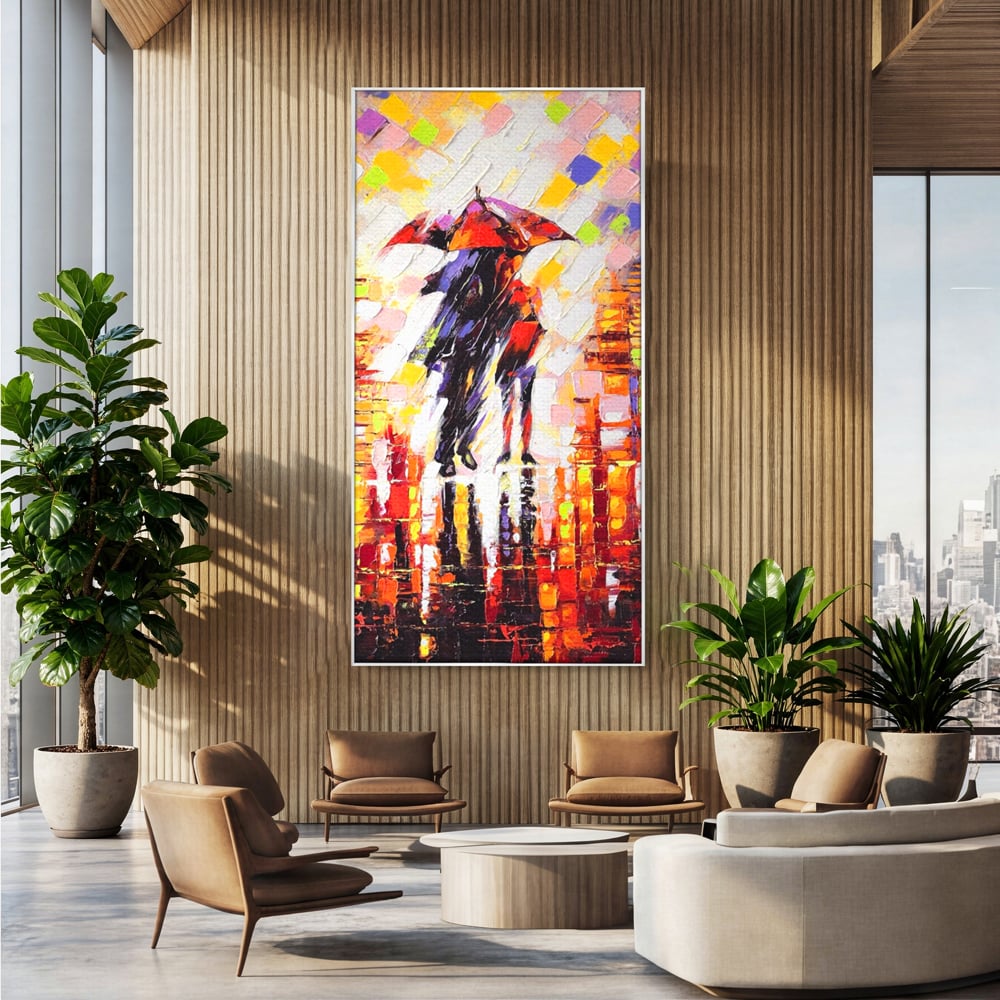 Leinwandbilder Premium LuxCanva® A1065, Liebespaar im Regen, Paar, Liebe, Romantik, Abstrakt, Lebendige Farben
