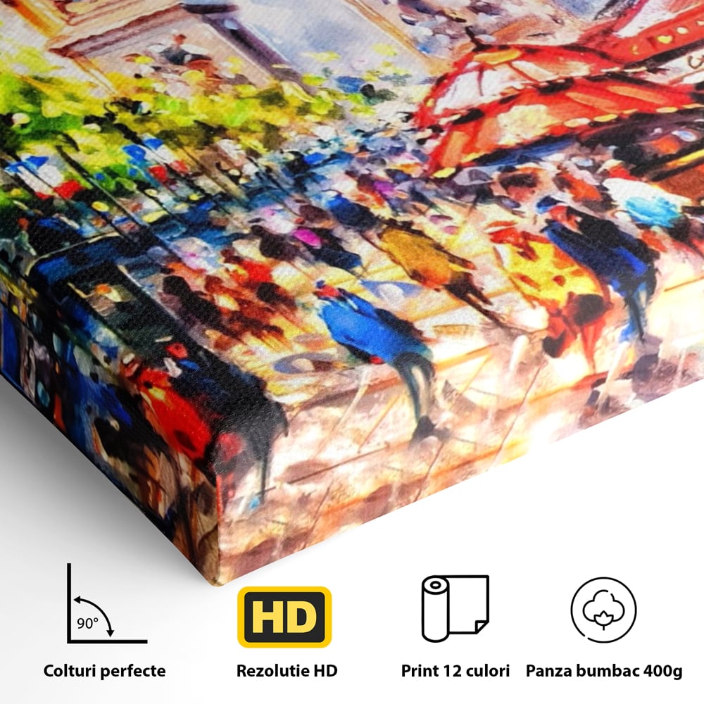 Tablou Canvas Premium LuxCanva® A1066, Arc De Triomphe , Paris, Franta, Oameni Colorati, Culori Vibrante