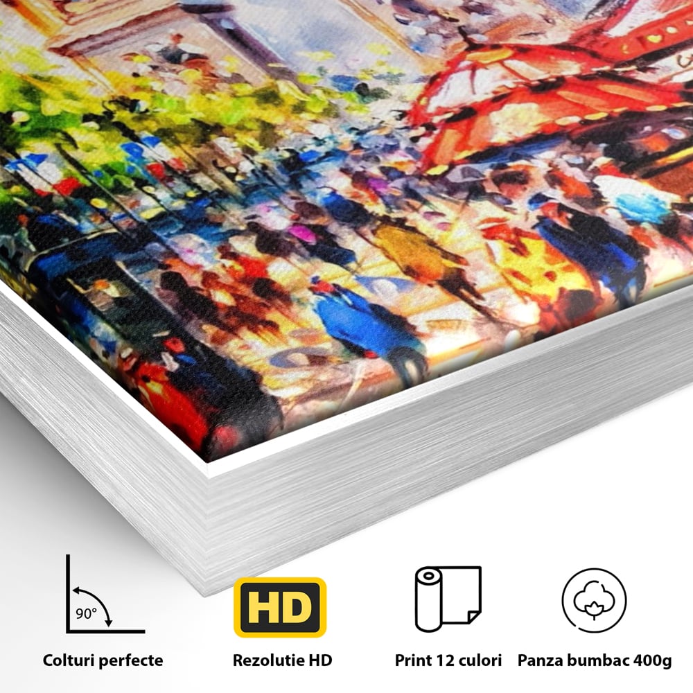 Tablou Canvas Premium LuxCanva® A1066, Arc De Triomphe , Paris, Franta, Oameni Colorati, Culori Vibrante
