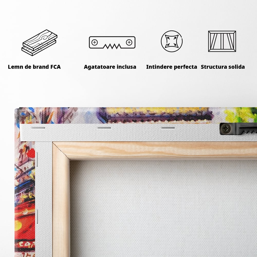 Tablou Canvas Premium LuxCanva® A1066, Arc De Triomphe , Paris, Franta, Oameni Colorati, Culori Vibrante