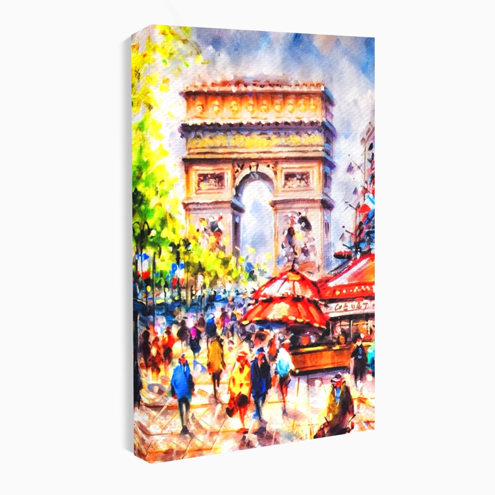 Tablou Canvas Premium LuxCanva® A1066, Arc De Triomphe , Paris, Franta, Oameni Colorati, Culori Vibrante