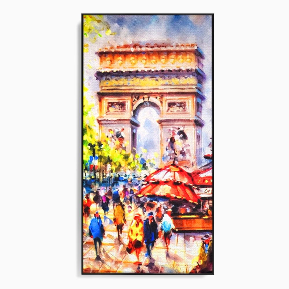 Tablou Canvas Premium LuxCanva® A1066, Arc De Triomphe , Paris, Franta, Oameni Colorati, Culori Vibrante