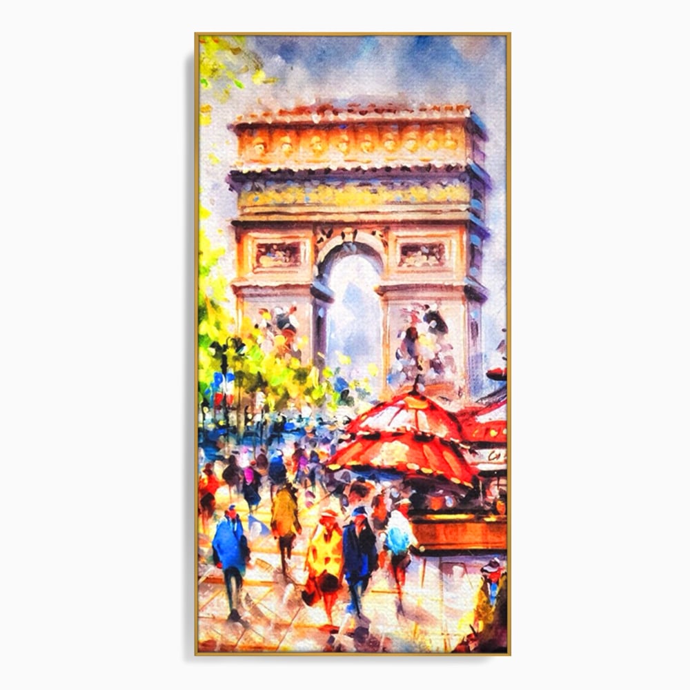 Tablou Canvas Premium LuxCanva® A1066, Arc De Triomphe , Paris, Franta, Oameni Colorati, Culori Vibrante