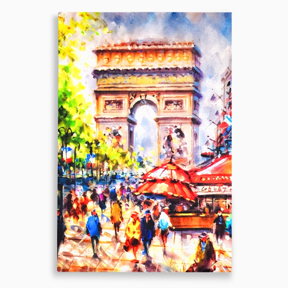 Tablou Canvas Premium LuxCanva® A1066, Arc De Triomphe , Paris, Franta, Oameni Colorati, Culori Vibrante