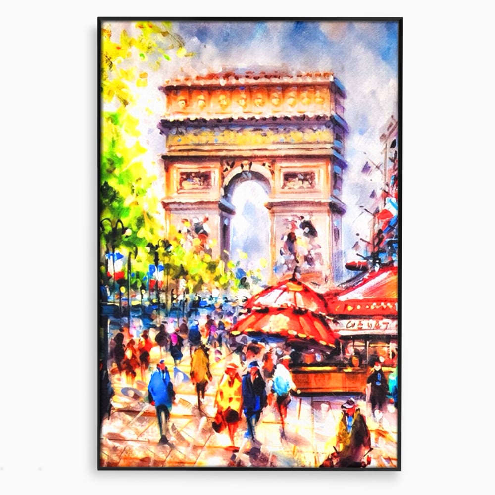Tablou Canvas Premium LuxCanva® A1066, Arc De Triomphe , Paris, Franta, Oameni Colorati, Culori Vibrante
