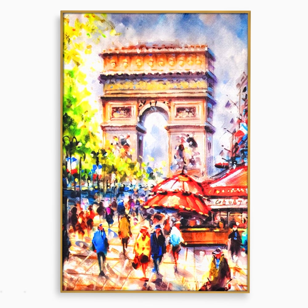 Tablou Canvas Premium LuxCanva® A1066, Arc De Triomphe , Paris, Franta, Oameni Colorati, Culori Vibrante
