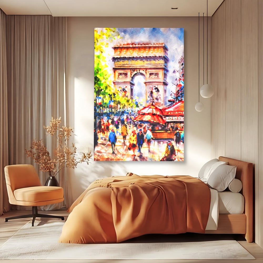Tablou Canvas Premium LuxCanva® A1066, Arc De Triomphe , Paris, Franta, Oameni Colorati, Culori Vibrante