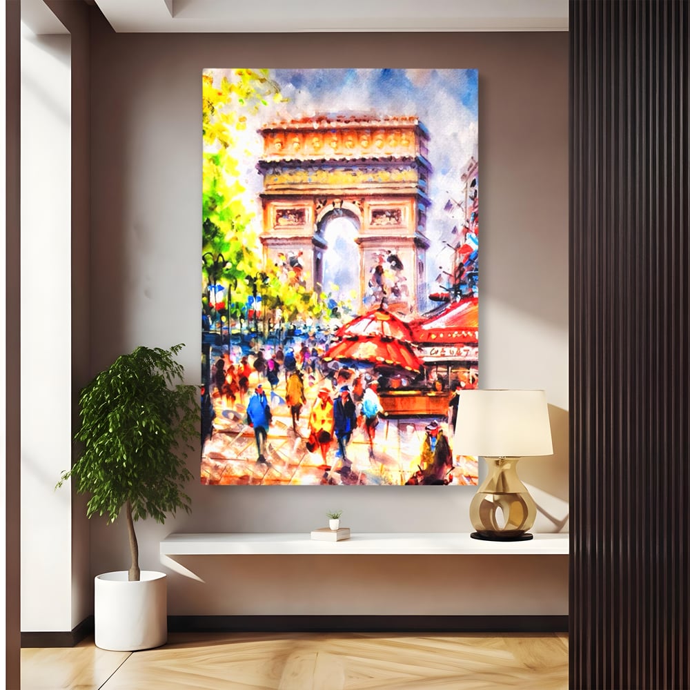 Tablou Canvas Premium LuxCanva® A1066, Arc De Triomphe , Paris, Franta, Oameni Colorati, Culori Vibrante