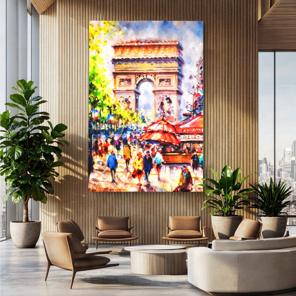 Tablou Canvas Premium LuxCanva® A1066, Arc De Triomphe , Paris, Franta, Oameni Colorati, Culori Vibrante