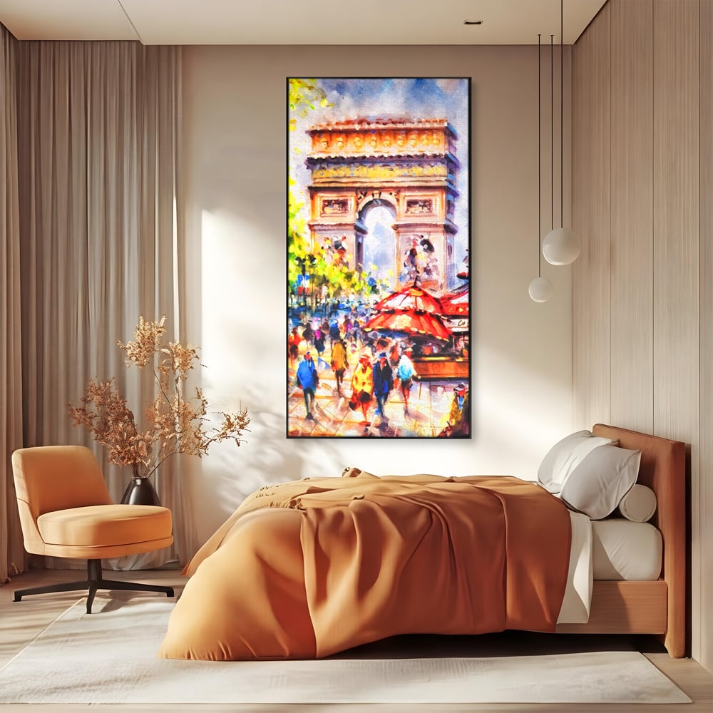 Tablou Canvas Premium LuxCanva® A1066, Arc De Triomphe , Paris, Franta, Oameni Colorati, Culori Vibrante