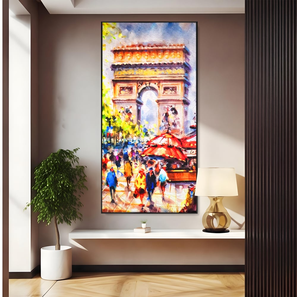 Tablou Canvas Premium LuxCanva® A1066, Arc De Triomphe , Paris, Franta, Oameni Colorati, Culori Vibrante