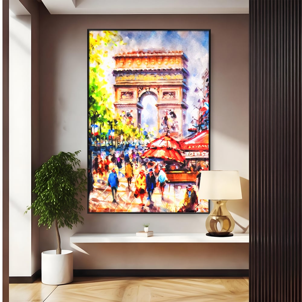 Tablou Canvas Premium LuxCanva® A1066, Arc De Triomphe , Paris, Franta, Oameni Colorati, Culori Vibrante