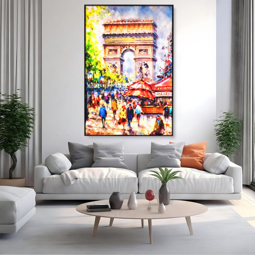 Tablou Canvas Premium LuxCanva® A1066, Arc De Triomphe , Paris, Franta, Oameni Colorati, Culori Vibrante