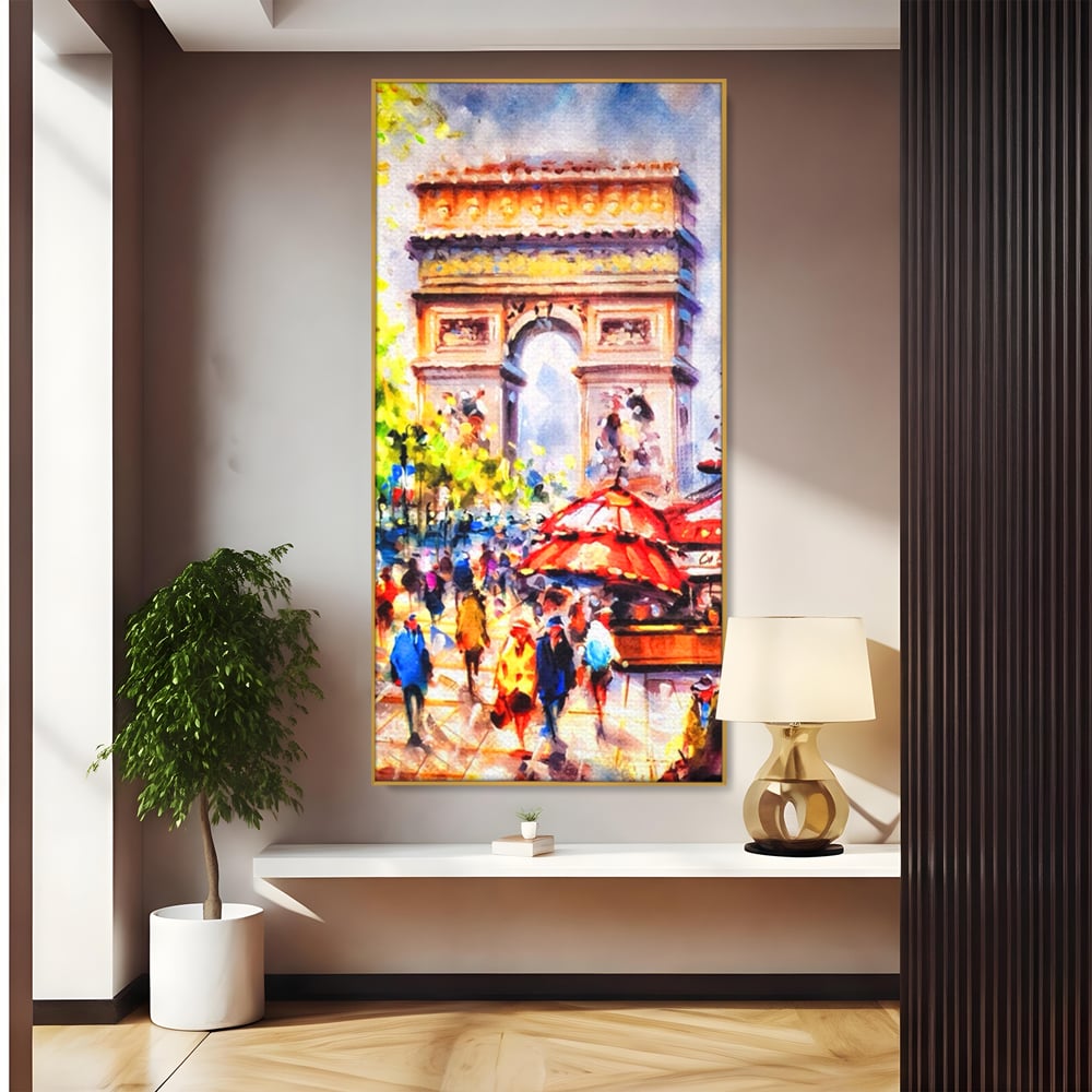 Tablou Canvas Premium LuxCanva® A1066, Arc De Triomphe , Paris, Franta, Oameni Colorati, Culori Vibrante