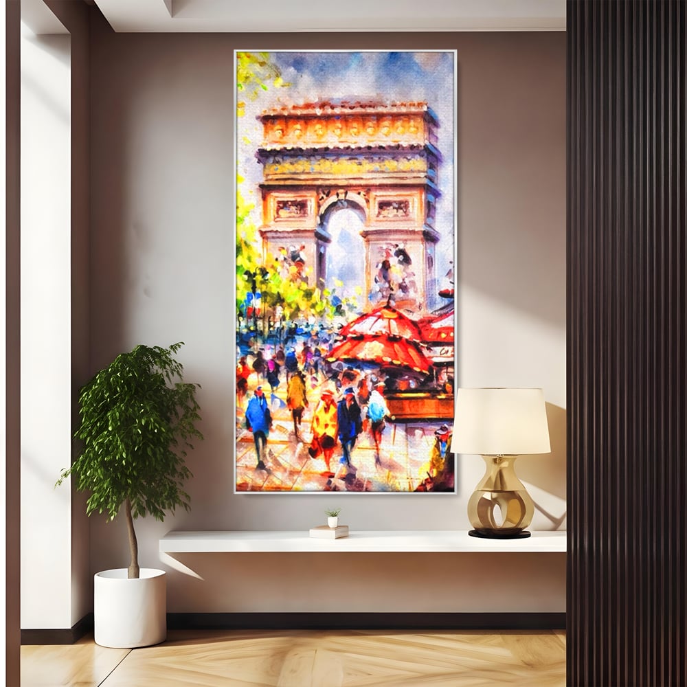 Tablou Canvas Premium LuxCanva® A1066, Arc De Triomphe , Paris, Franta, Oameni Colorati, Culori Vibrante