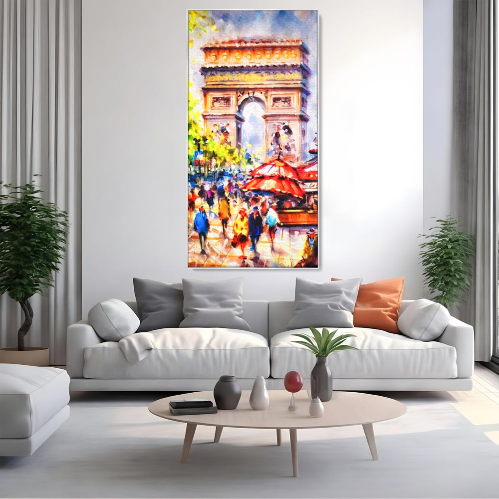 Tablou Canvas Premium LuxCanva® A1066, Arc De Triomphe , Paris, Franta, Oameni Colorati, Culori Vibrante