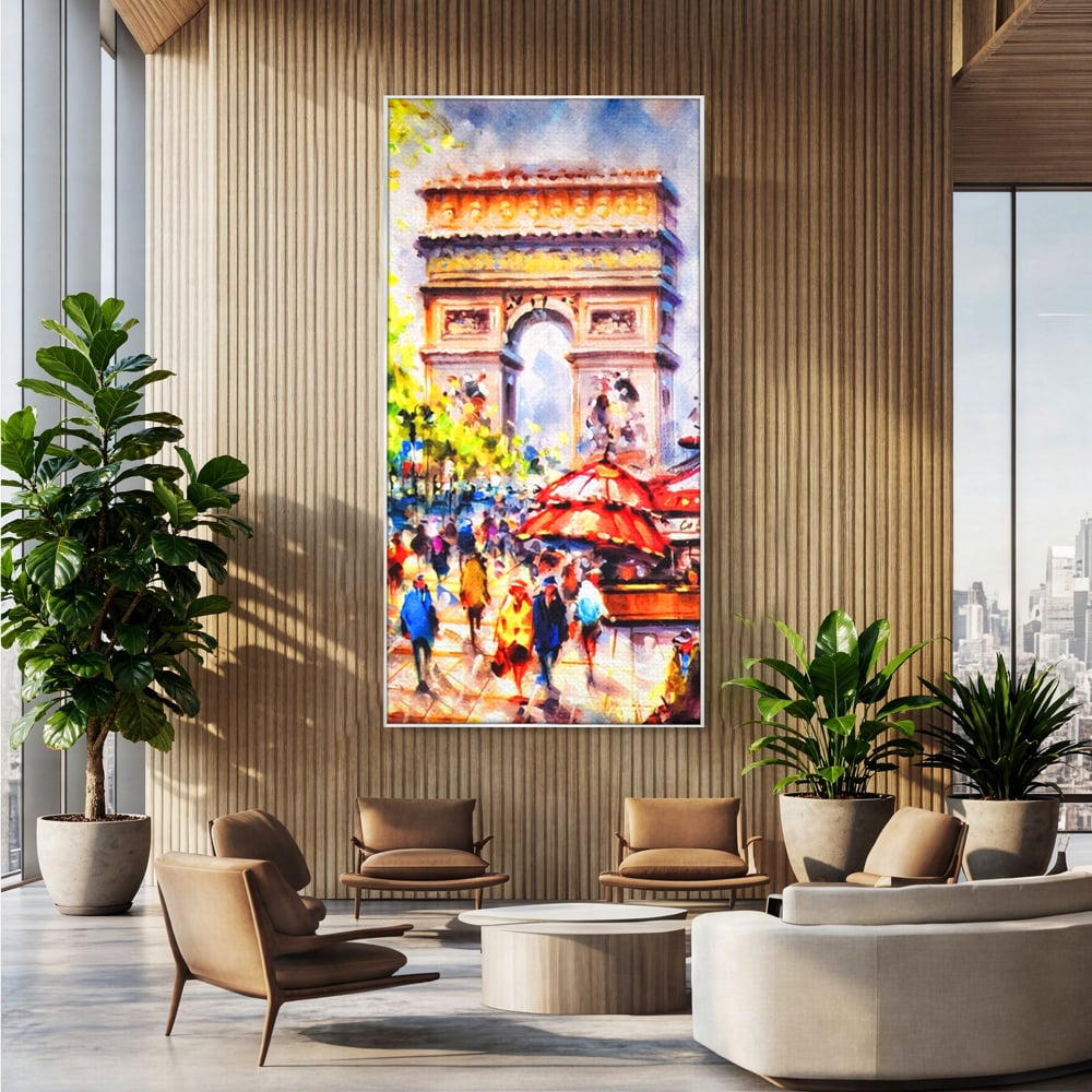 Tablou Canvas Premium LuxCanva® A1066, Arc De Triomphe , Paris, Franta, Oameni Colorati, Culori Vibrante