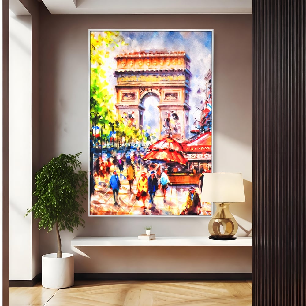 Tablou Canvas Premium LuxCanva® A1066, Arc De Triomphe , Paris, Franta, Oameni Colorati, Culori Vibrante