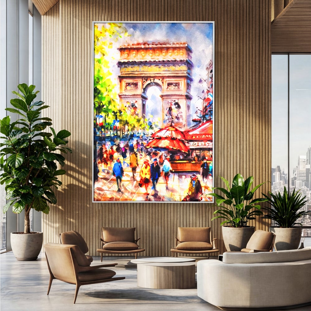 Tablou Canvas Premium LuxCanva® A1066, Arc De Triomphe , Paris, Franta, Oameni Colorati, Culori Vibrante