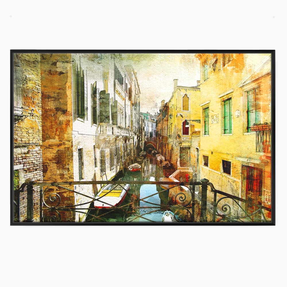 Tablou Canvas Premium LuxCanva® A1067, Plimbare In Venetia , Gondola, Barca, Case, Culori Vibrante