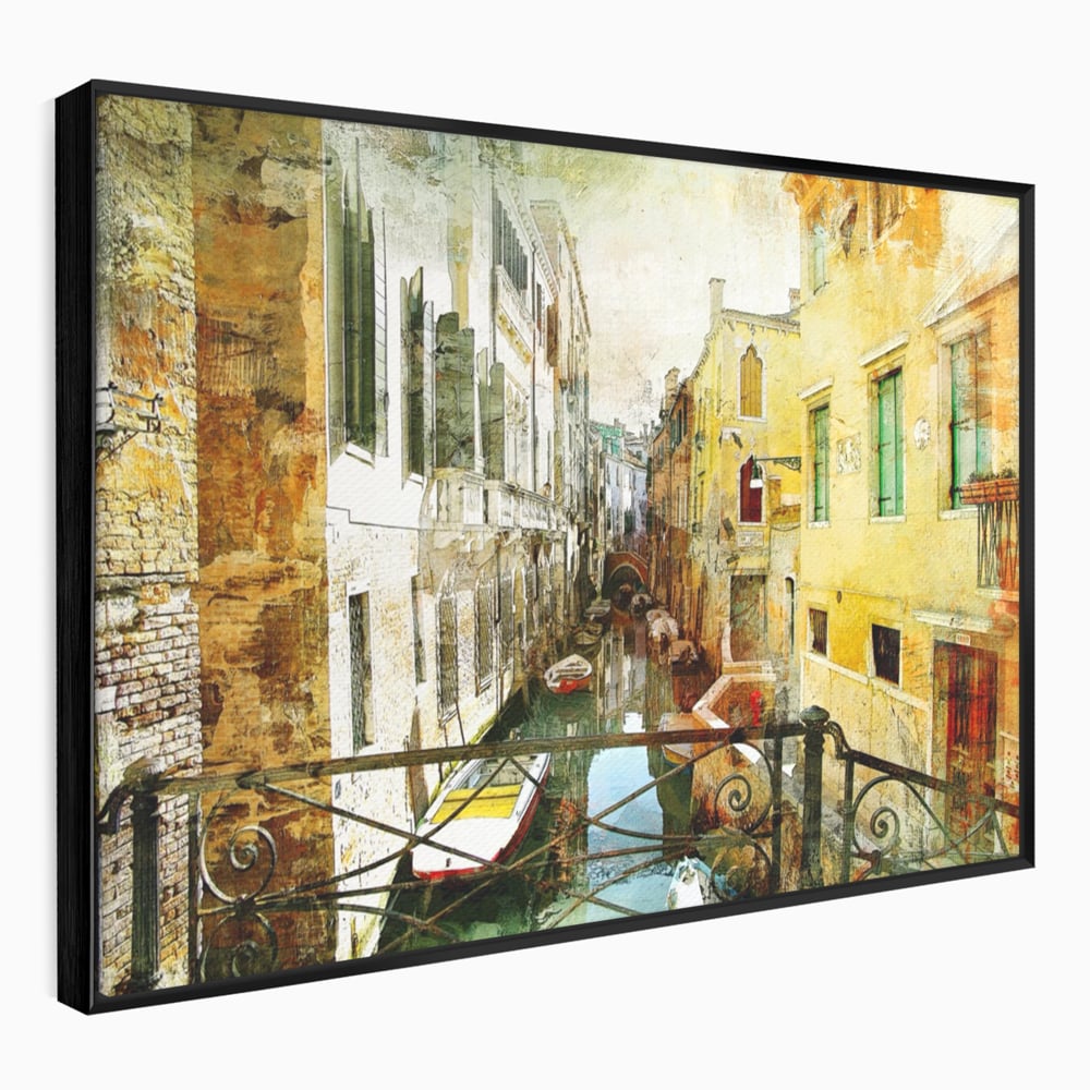 Tablou Canvas Premium LuxCanva® A1067, Plimbare In Venetia , Gondola, Barca, Case, Culori Vibrante