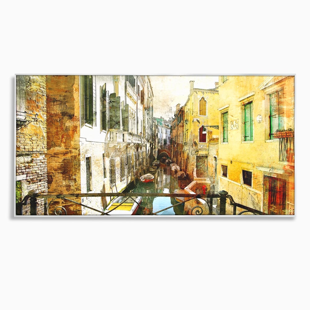 Tablou Canvas Premium LuxCanva® A1067, Plimbare In Venetia , Gondola, Barca, Case, Culori Vibrante
