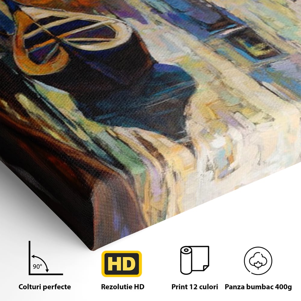 Tablou Canvas Premium LuxCanva® A1068, Gondola , Pod, Barci, Case, Culori Vibrante