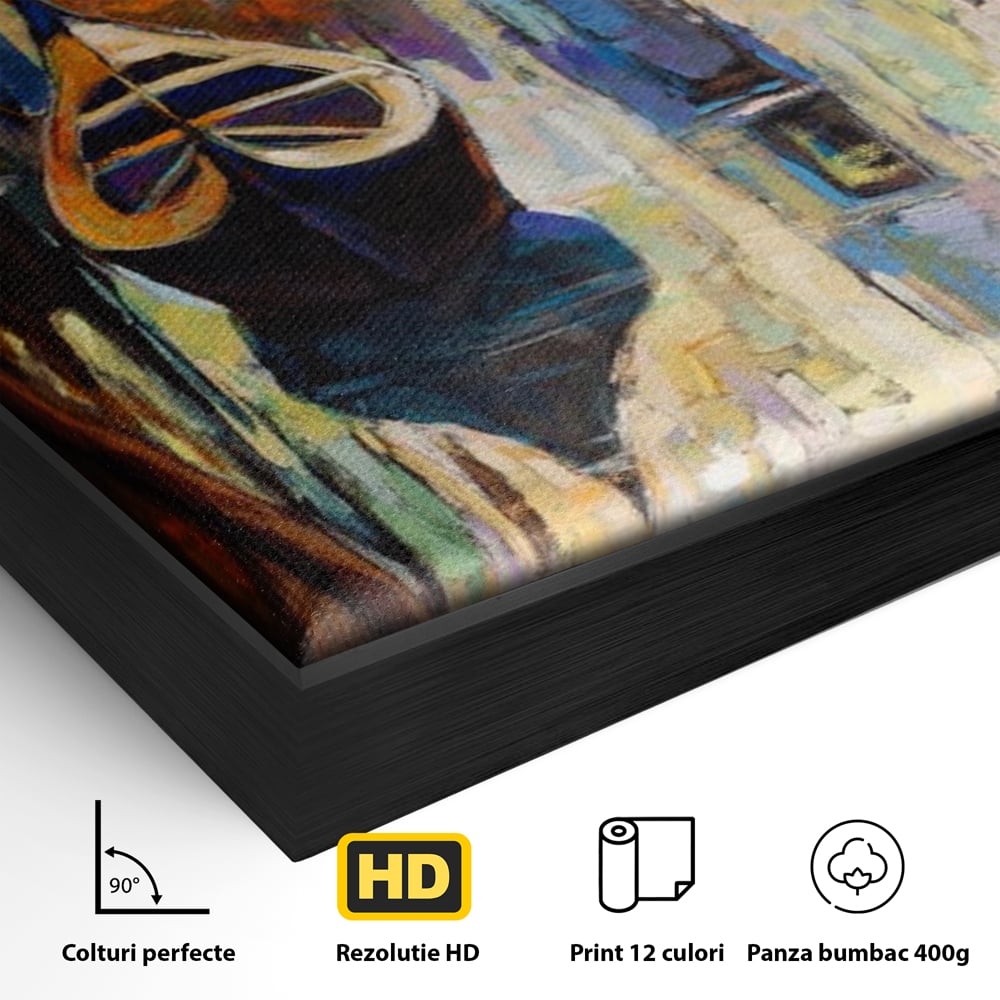 Tablou Canvas Premium LuxCanva® A1068, Gondola , Pod, Barci, Case, Culori Vibrante