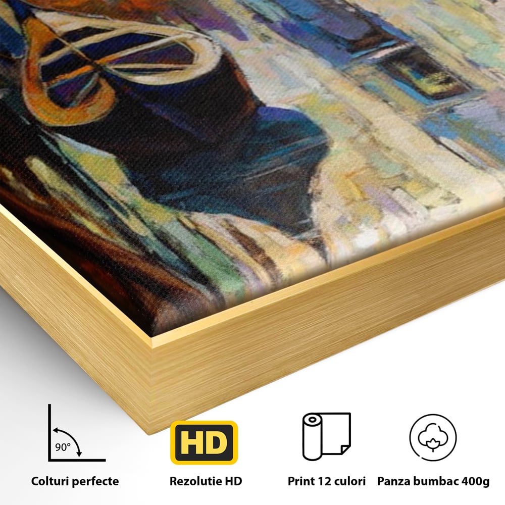 Tablou Canvas Premium LuxCanva® A1068, Gondola , Pod, Barci, Case, Culori Vibrante