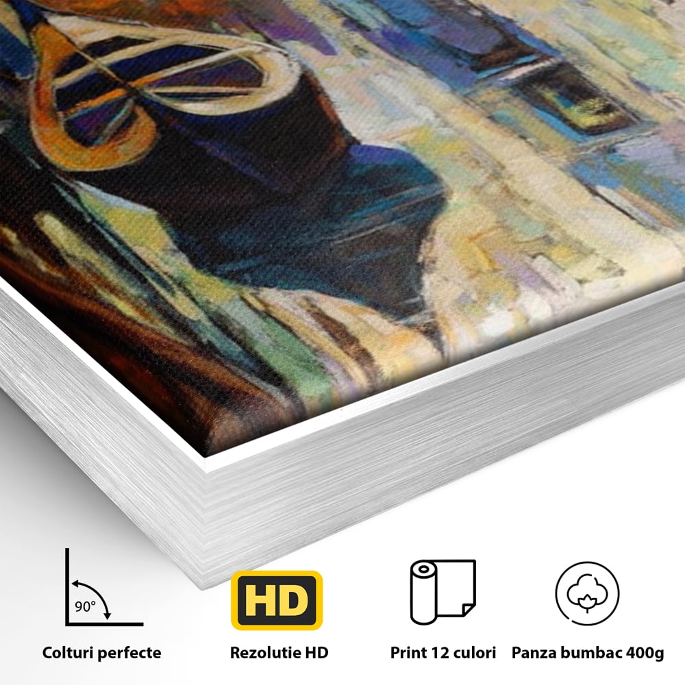 Tablou Canvas Premium LuxCanva® A1068, Gondola , Pod, Barci, Case, Culori Vibrante