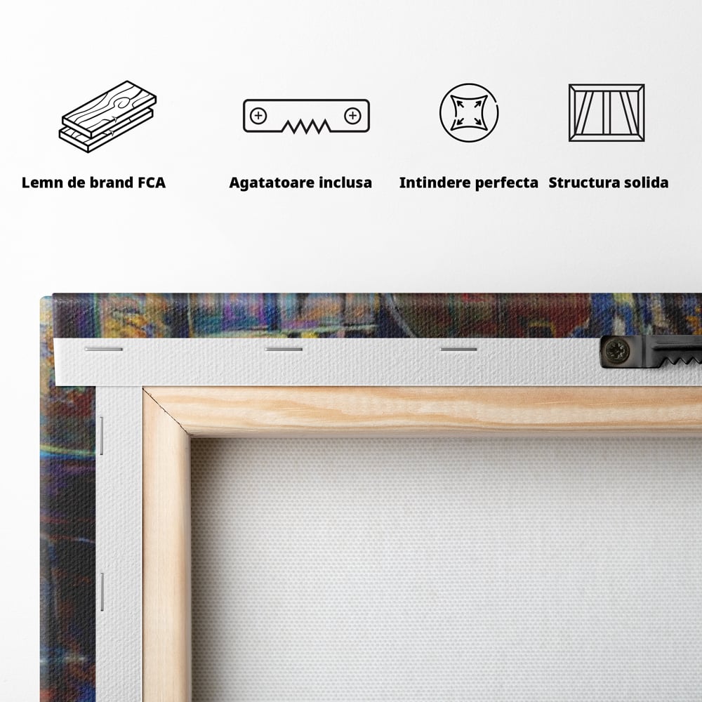 Tablou Canvas Premium LuxCanva® A1068, Gondola , Pod, Barci, Case, Culori Vibrante