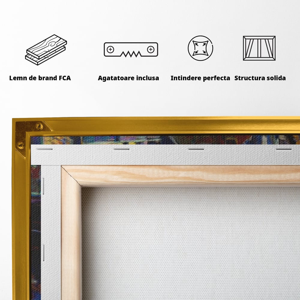 Tablou Canvas Premium LuxCanva® A1068, Gondola , Pod, Barci, Case, Culori Vibrante