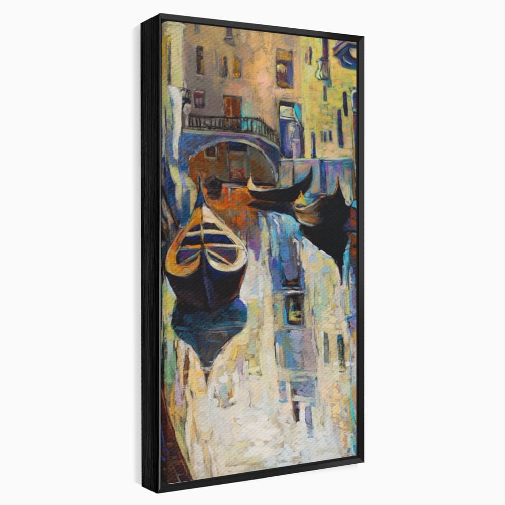 Tablou Canvas Premium LuxCanva® A1068, Gondola , Pod, Barci, Case, Culori Vibrante