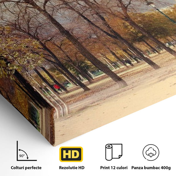 Tablou Canvas Premium LuxCanva® A1069, Turnul Eiffel ,  Paris, Toamna, Oameni, Culori Vibrante