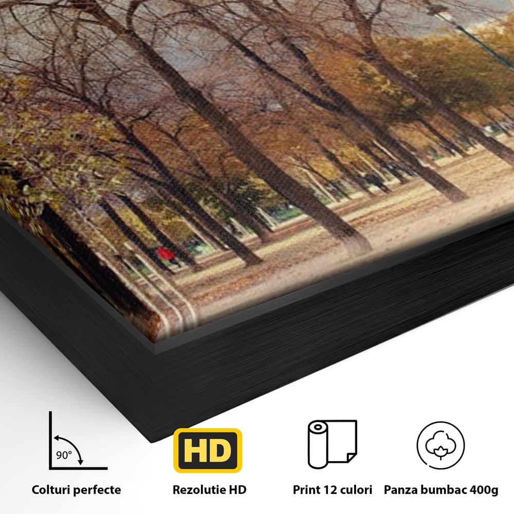 Tablou Canvas Premium LuxCanva® A1069, Turnul Eiffel ,  Paris, Toamna, Oameni, Culori Vibrante