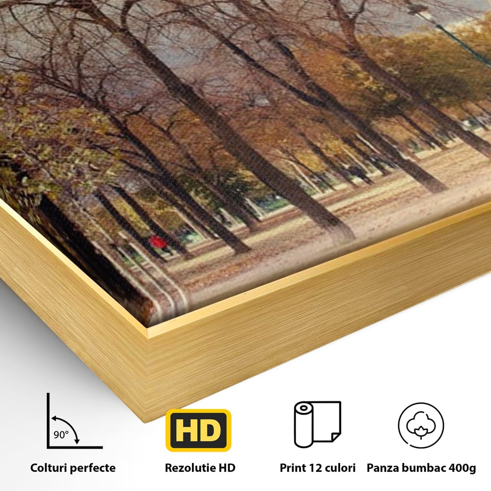 Tablou Canvas Premium LuxCanva® A1069, Turnul Eiffel ,  Paris, Toamna, Oameni, Culori Vibrante