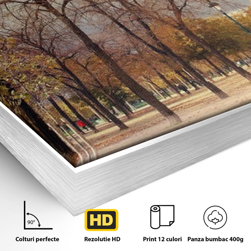 Tablou Canvas Premium LuxCanva® A1069, Turnul Eiffel ,  Paris, Toamna, Oameni, Culori Vibrante