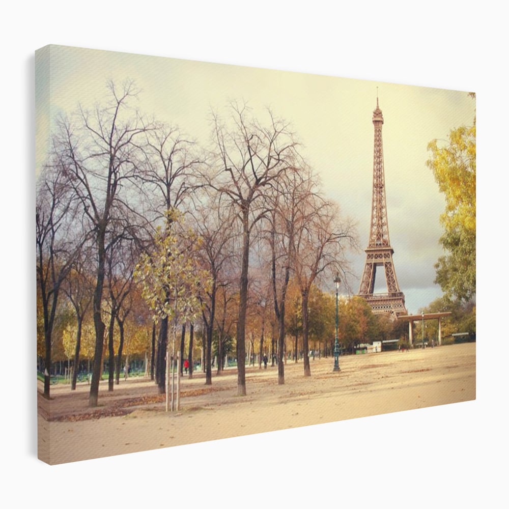 Tablou Canvas Premium LuxCanva® A1069, Turnul Eiffel ,  Paris, Toamna, Oameni, Culori Vibrante