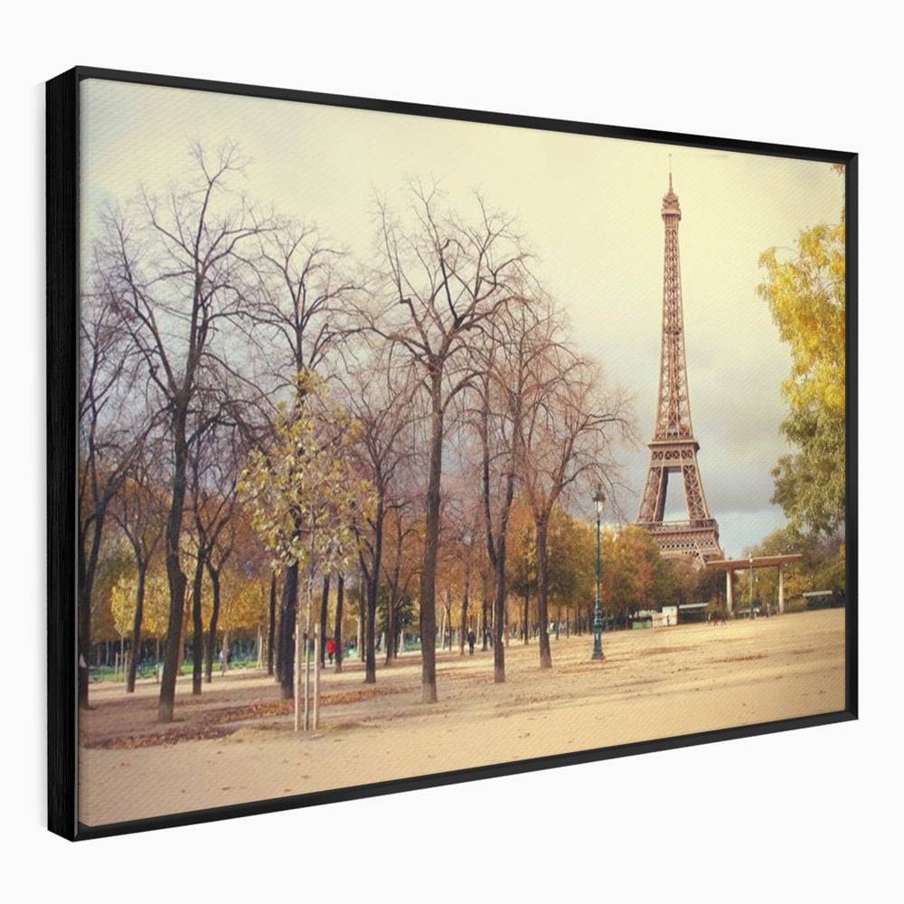 Tablou Canvas Premium LuxCanva® A1069, Turnul Eiffel ,  Paris, Toamna, Oameni, Culori Vibrante