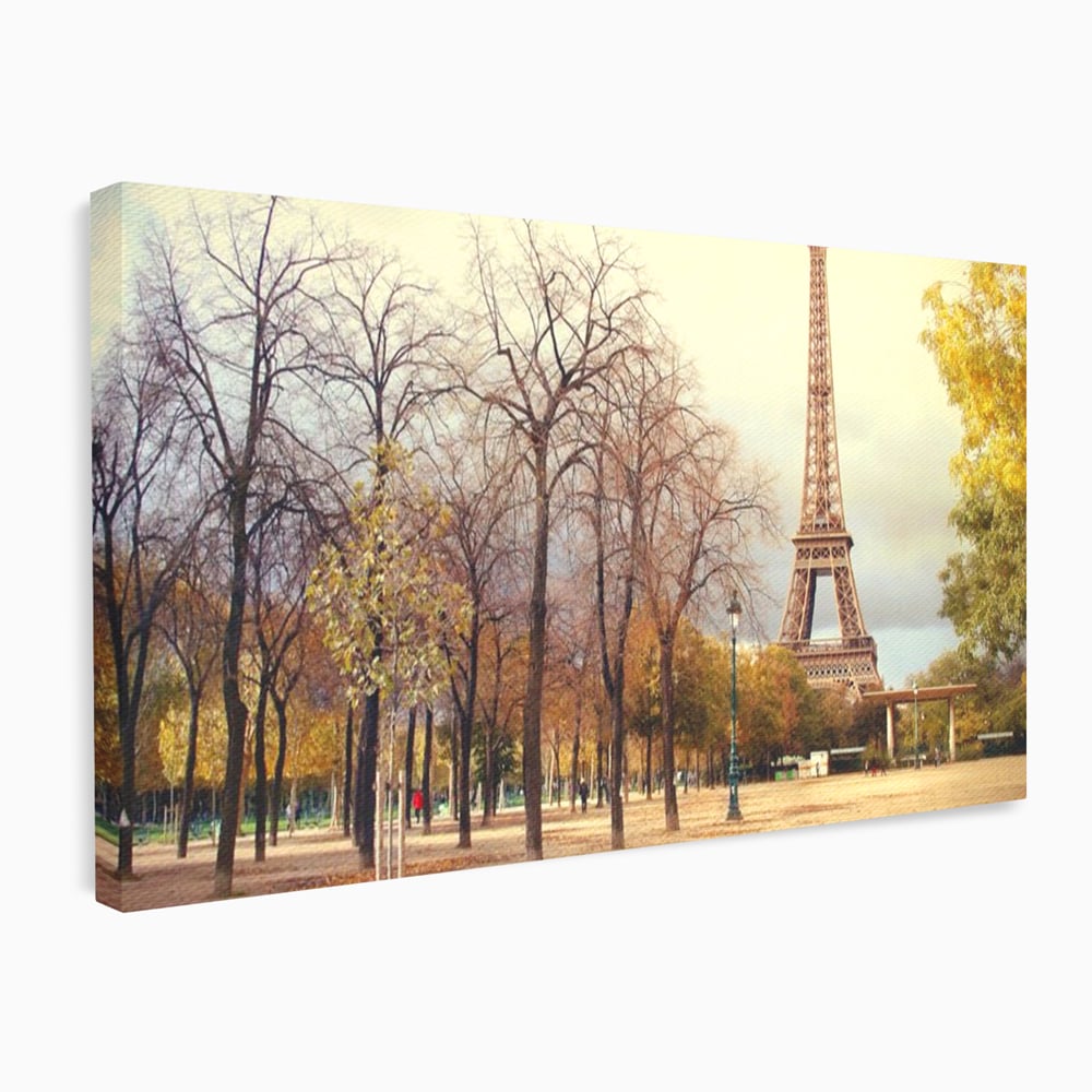 Tablou Canvas Premium LuxCanva® A1069, Turnul Eiffel ,  Paris, Toamna, Oameni, Culori Vibrante