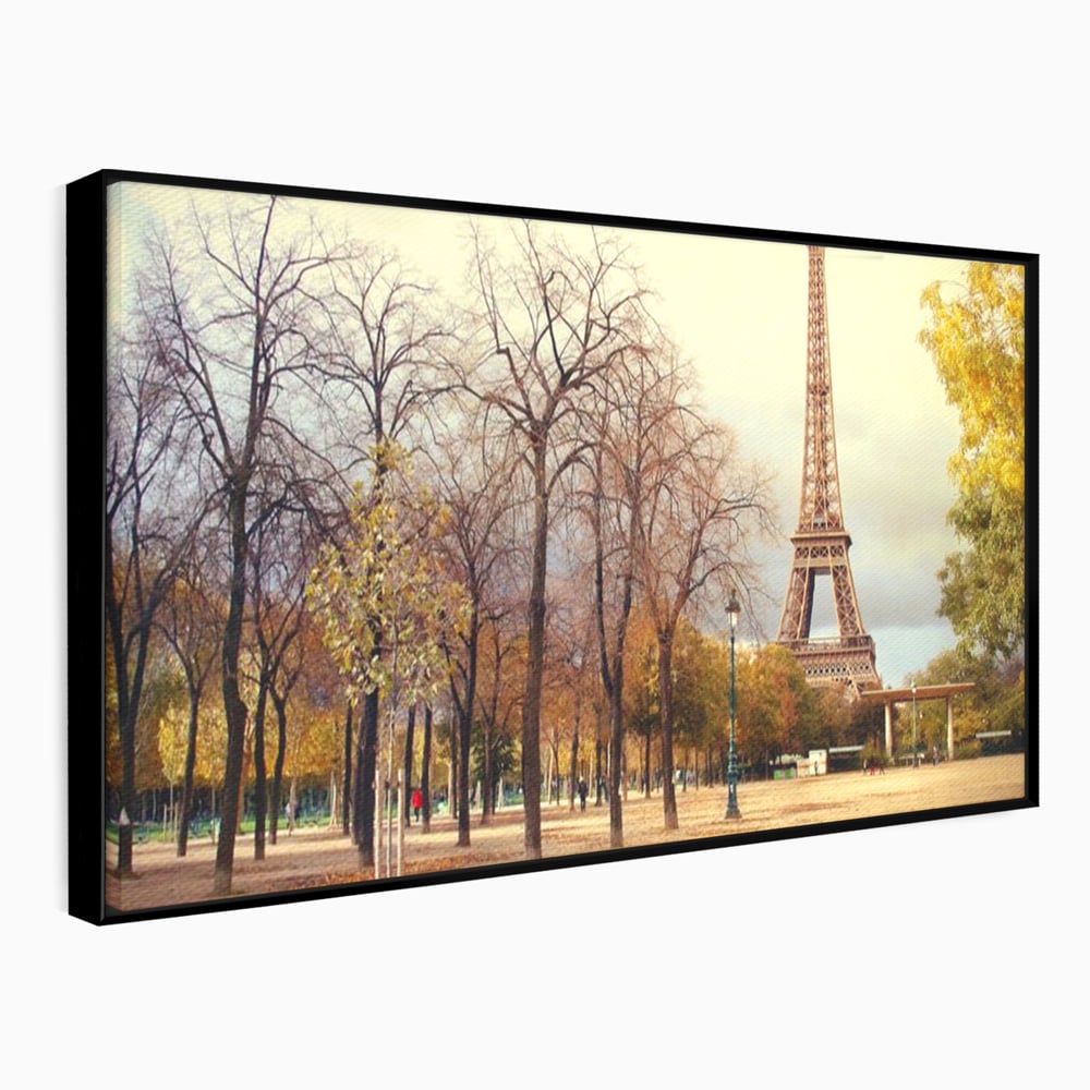 Tablou Canvas Premium LuxCanva® A1069, Turnul Eiffel ,  Paris, Toamna, Oameni, Culori Vibrante