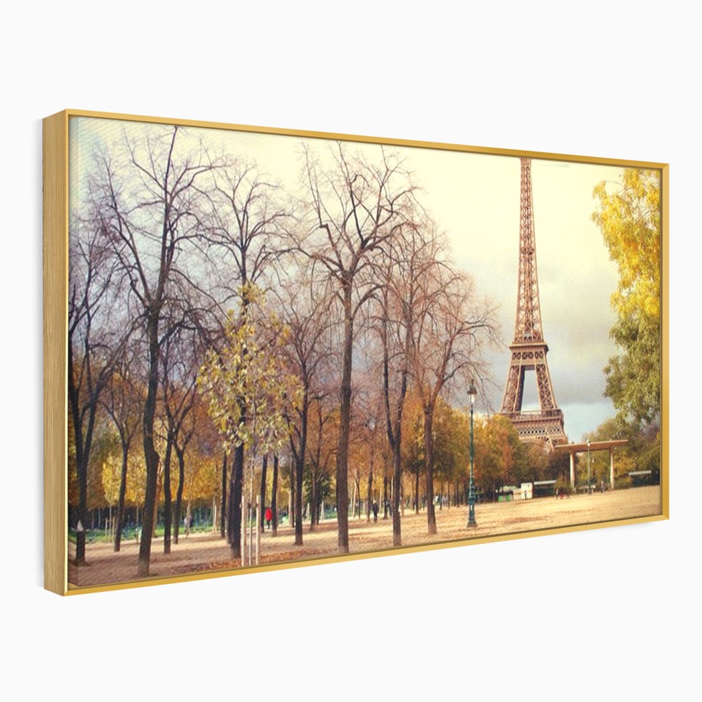 Tablou Canvas Premium LuxCanva® A1069, Turnul Eiffel ,  Paris, Toamna, Oameni, Culori Vibrante